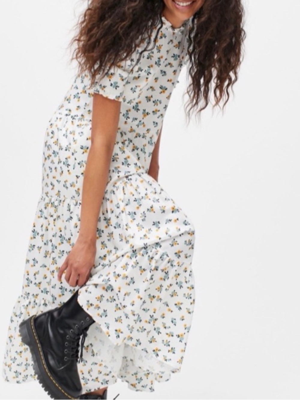 Sister Jane White Maxi Dress with Yellow & Blue Floral Print